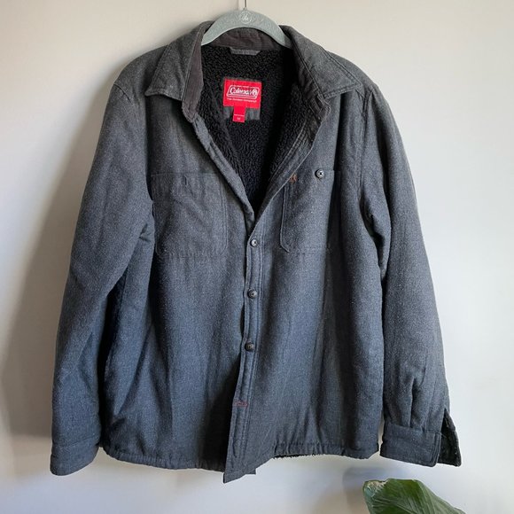 Coleman Other - Coleman Charcoal Gray Sherpa Lined Shacket Flannel Size Medium